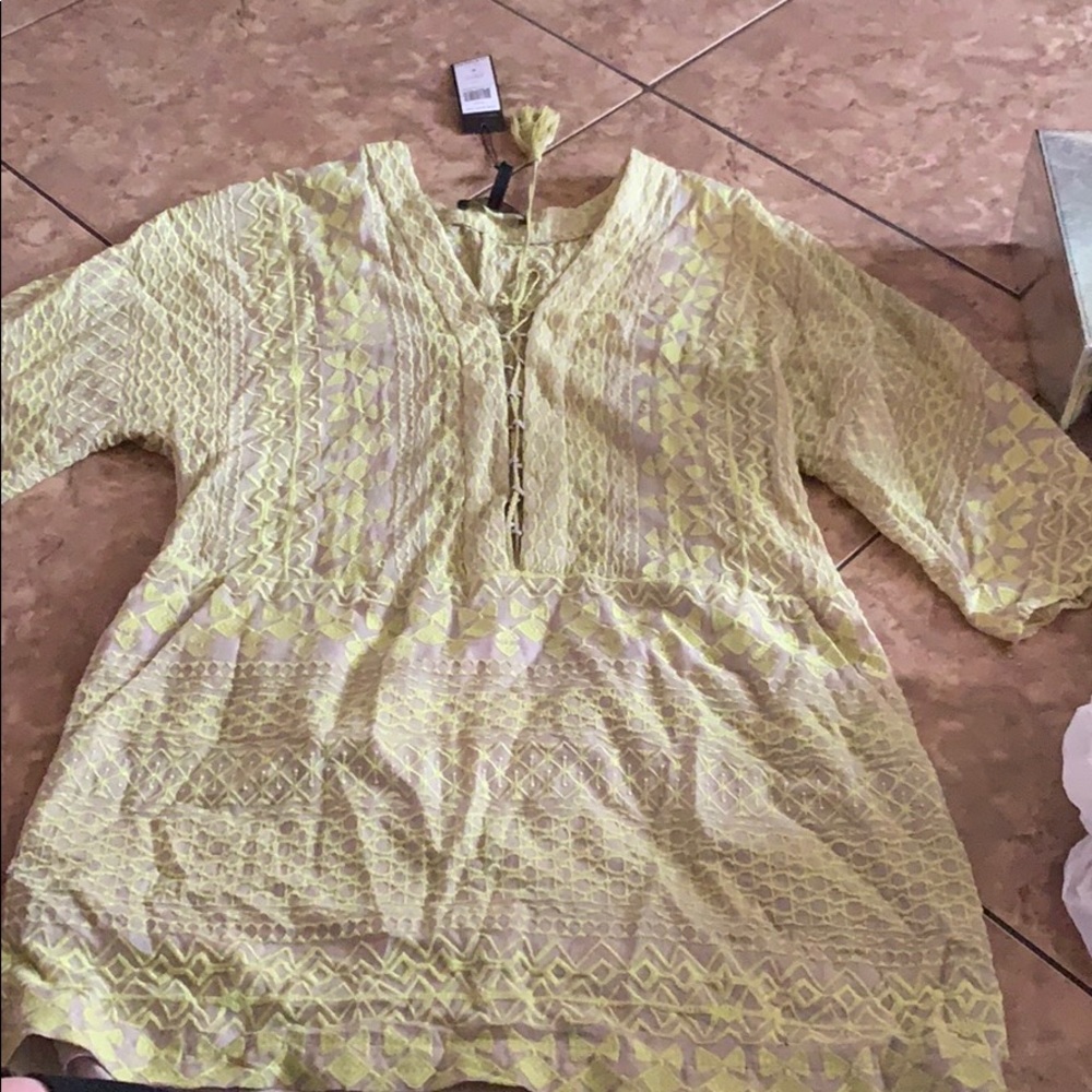 BCBGMaxAzria Yellow Patterned Mini Dress